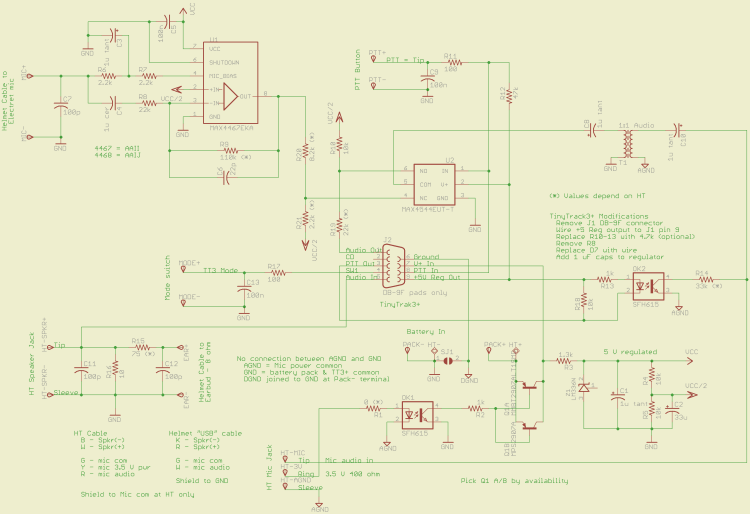 GPS + Voice HT Interface schematic - revised 15 July 2010