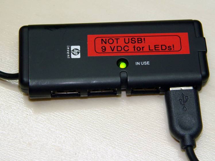 Hacked USB hub - in use