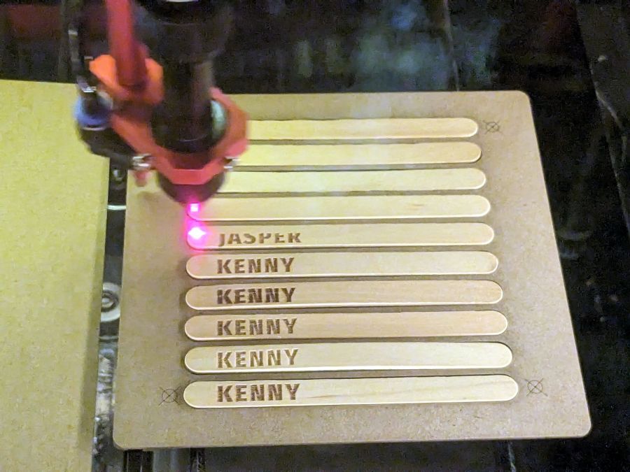 Popsicle stick markers - engraving